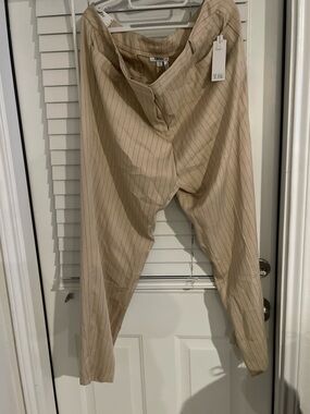 DKNY Women’s Beige Pinstripe Dress Trousers